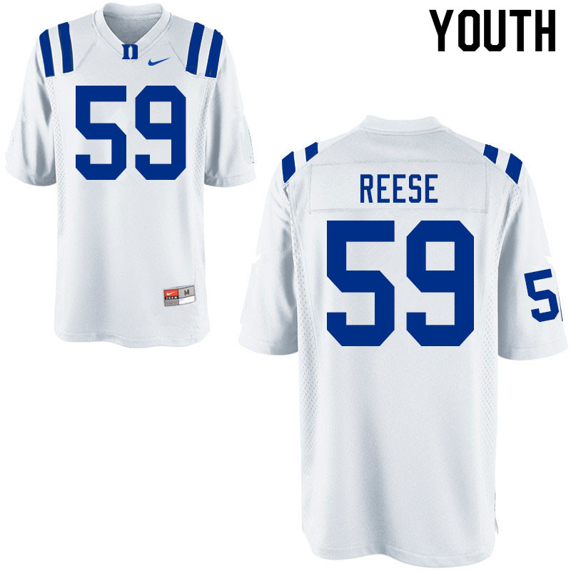 Youth #59 Michael Reese Duke Blue Devils College Football Jerseys Sale-White - Click Image to Close